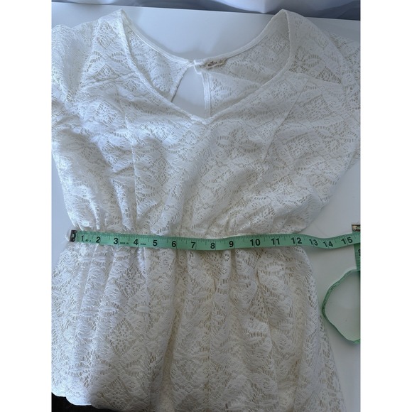 Hollister Women's Dress Sz Large Long Sleeve Cream Lace Boho Chic Western Preppy - Picture 11 of 14